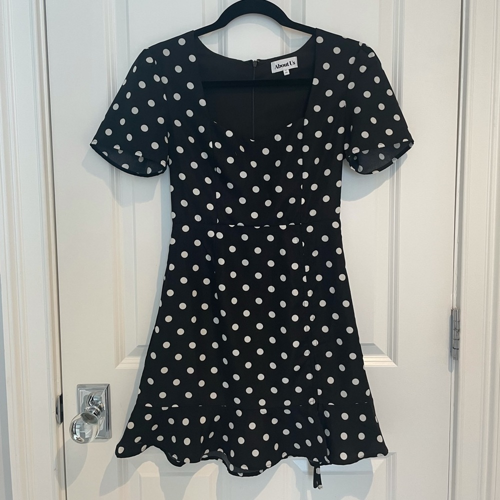 About Us polka dot mini dress